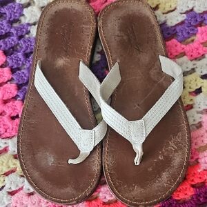 American Eagle Outfitters Brown Footbed Sandal with White Straps